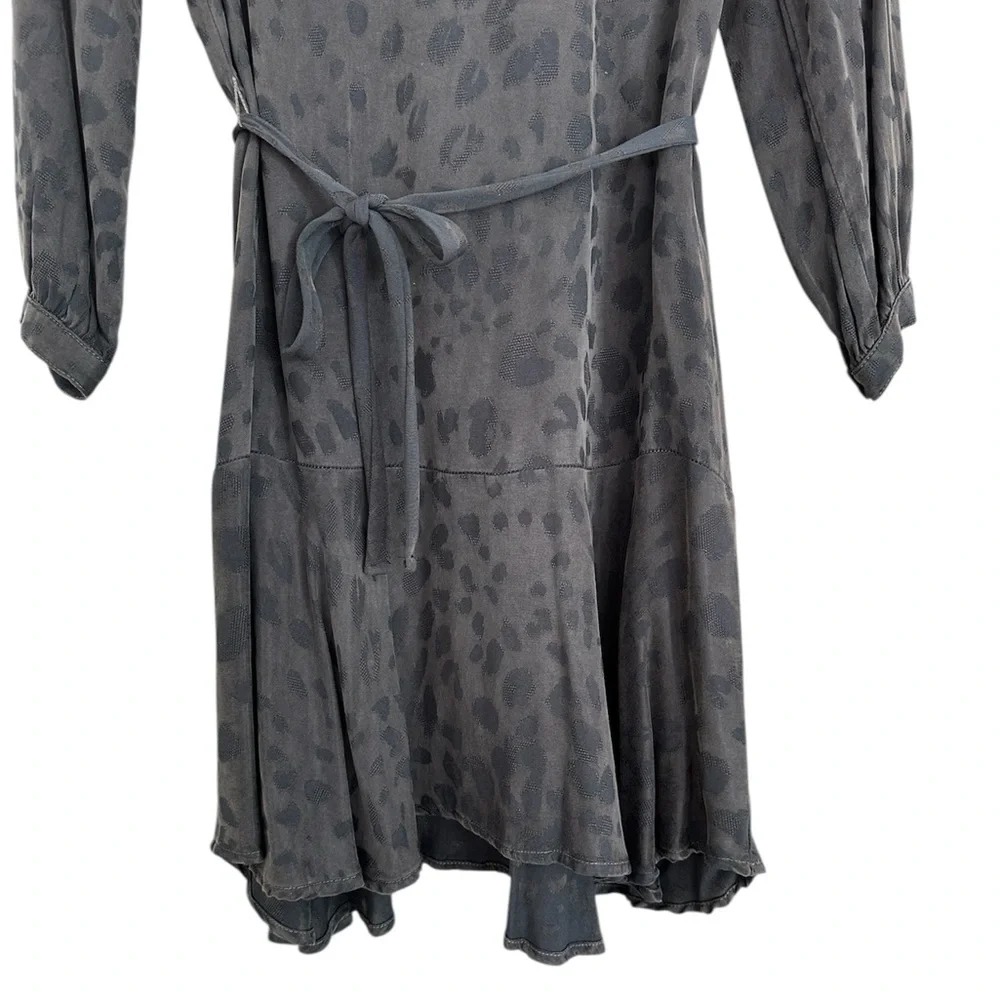 Bella Dahl Girls Leopard Print Charcoal Dress Girls Size 14